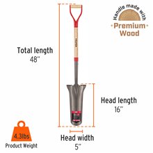 16 Drain Spade 31 Wood Handle Steel D-handle Midsize Steps