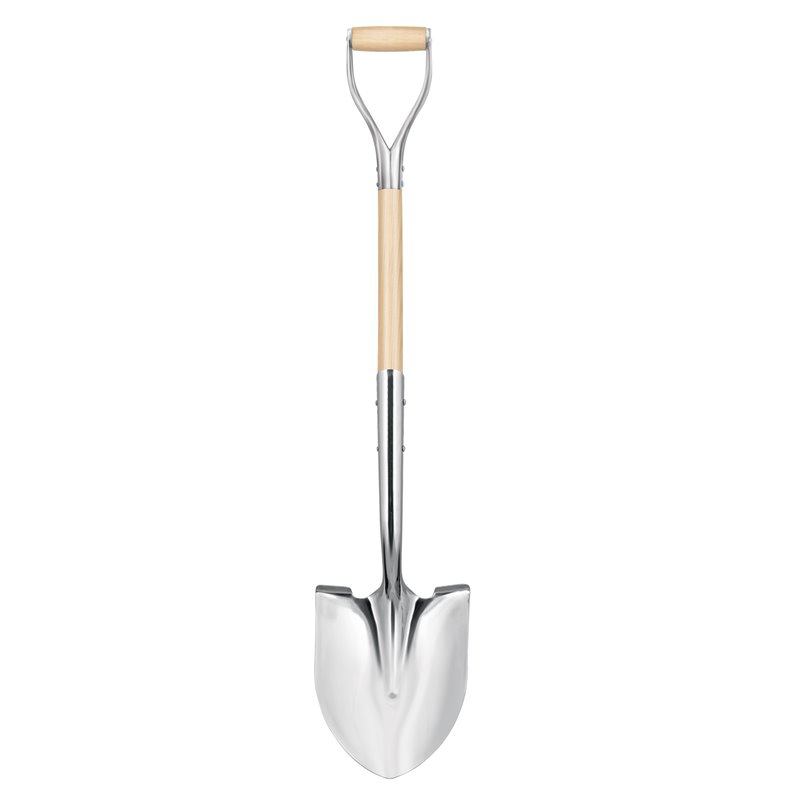Polished Chrome Ceremonial Shovel Steel D-handle Extended Socket