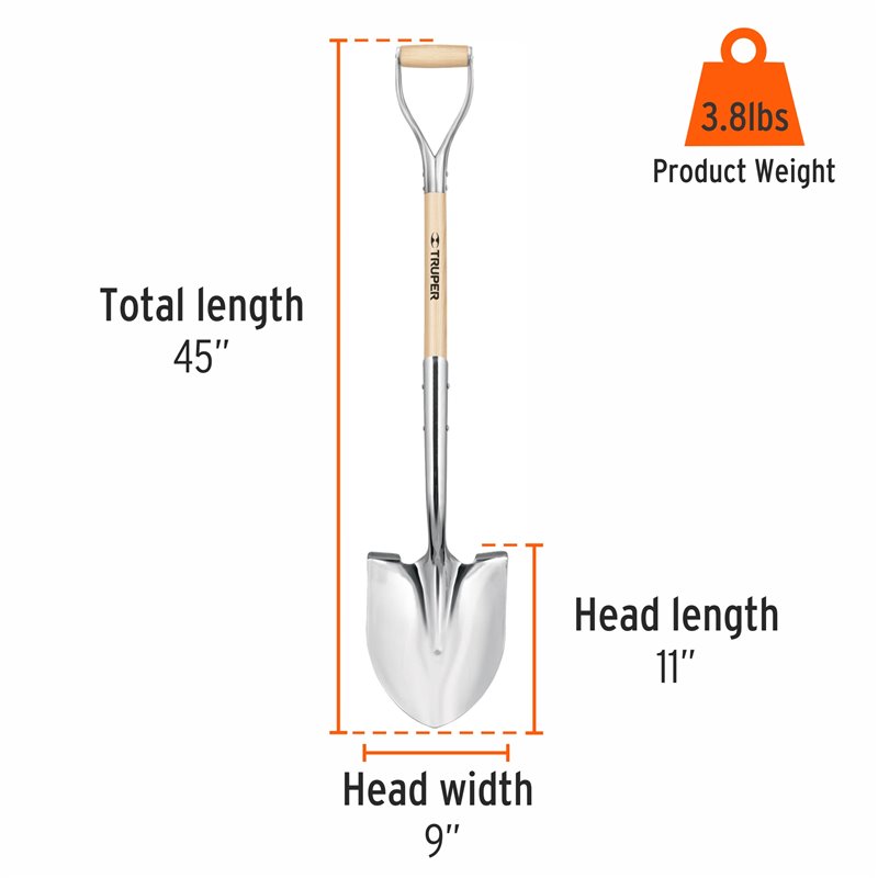 Polished Chrome Ceremonial Shovel Steel D-handle Extended Socket