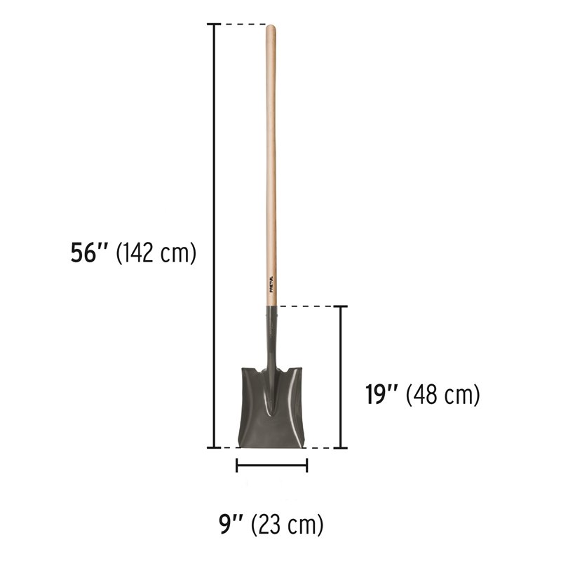 44" handle, square point shovel, Pretul