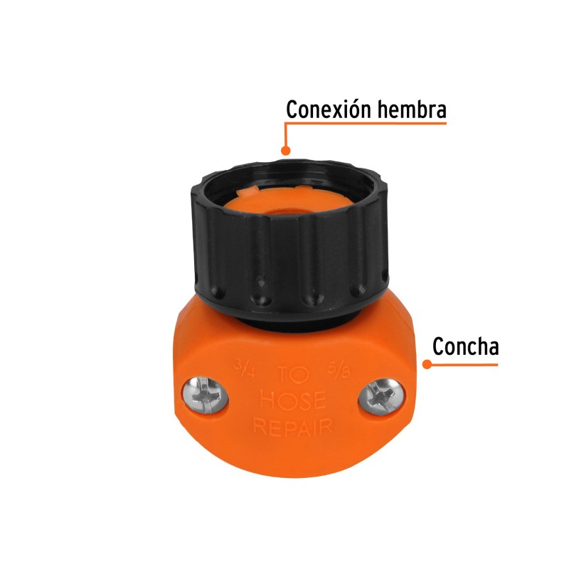 5/8"-3/4", female,plastic hose connector