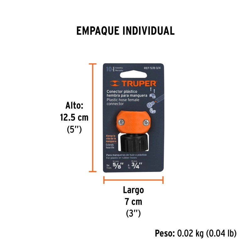 5/8"-3/4", female,plastic hose connector