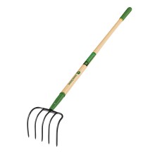 5 Tine Forged Potato / Refuse Hook 6 Head Ash Handle 9 Grip