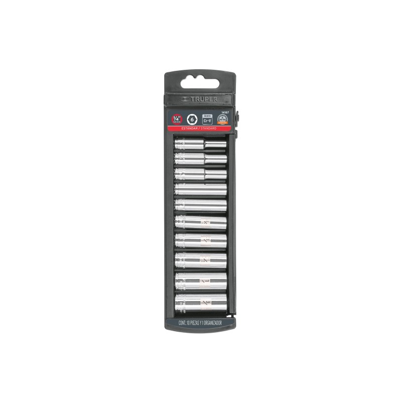 1/4", std long socket set, 10 pieces