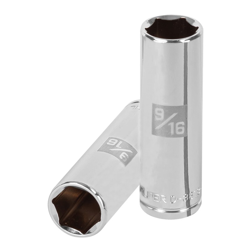 9/16", long, 6-point socket, 3/8" drive