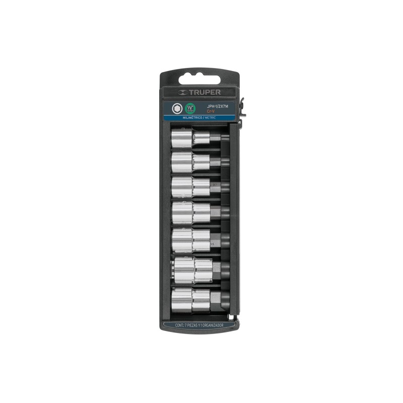 Hexagonal mm, 1/2" drive socket set 7pcs