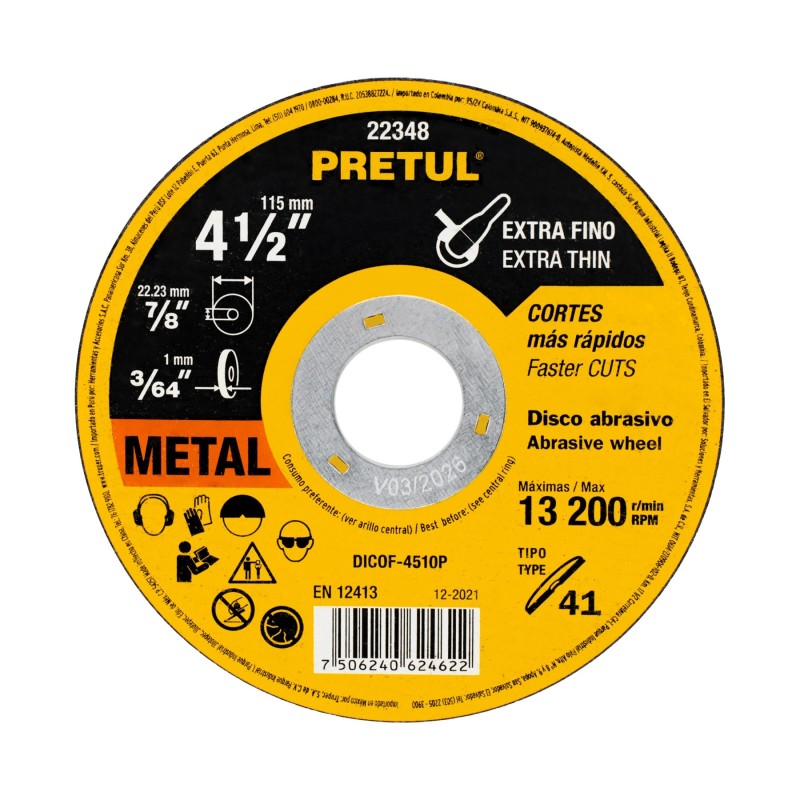 4-1/2",1.0mm type 41 metal cutting wheel PretulDICOF-4510P
