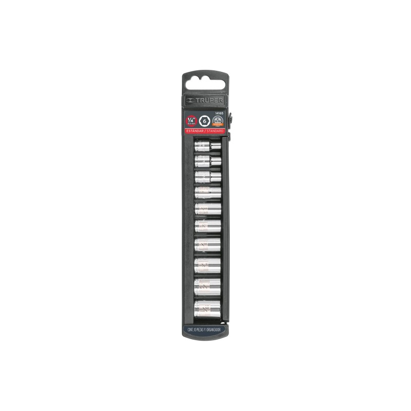 1/4", std socket set, 10 pieces