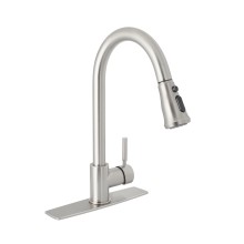 Sgl lever pull down faucet,nickel, Tubig