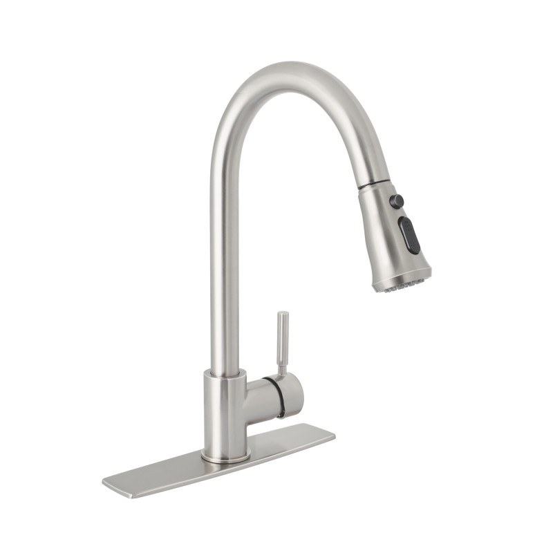 Sgl lever pull down faucet,nickel, Tubig