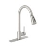 Sgl lever pull down faucet,nickel, Tubig