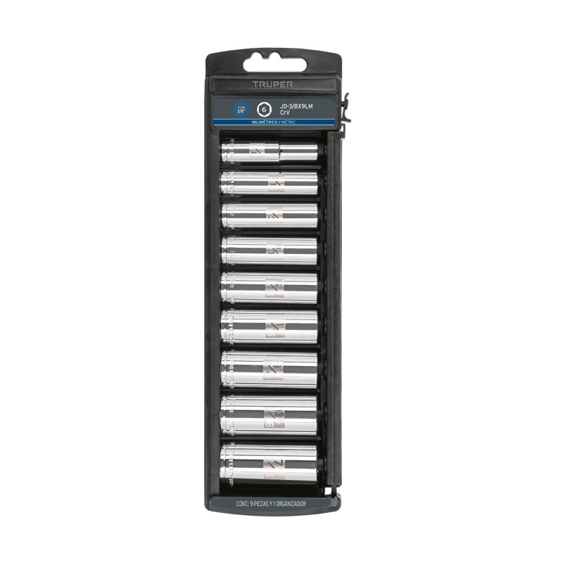 Mm, long, 3/8" drive socket set, 9 pcs