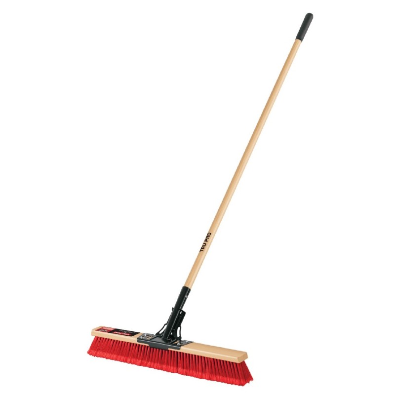 24" Multi-Surface Havey-Duty Push Broom, Wood Handle