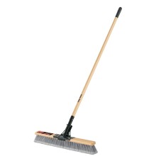 24" Smooth Surface Heavy-Duty Push Broom, Wood Handle
