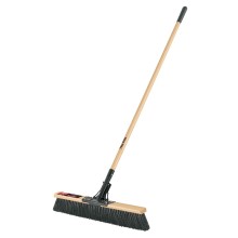 24" Rough Surface Heavy-Duty Push Broom, Wood Handle