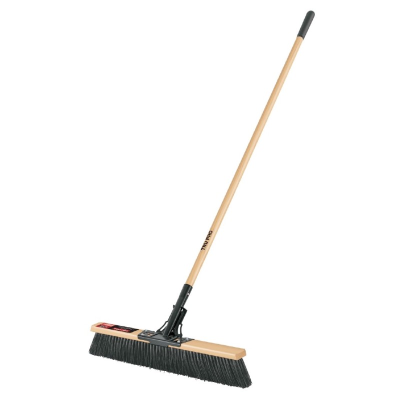 24" Rough Surface Heavy-Duty Push Broom, Wood Handle