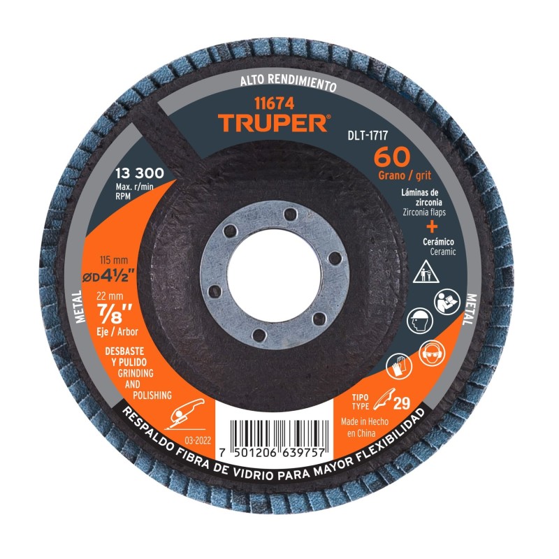 4-1/2 x 7/8", 60 grit flap disc